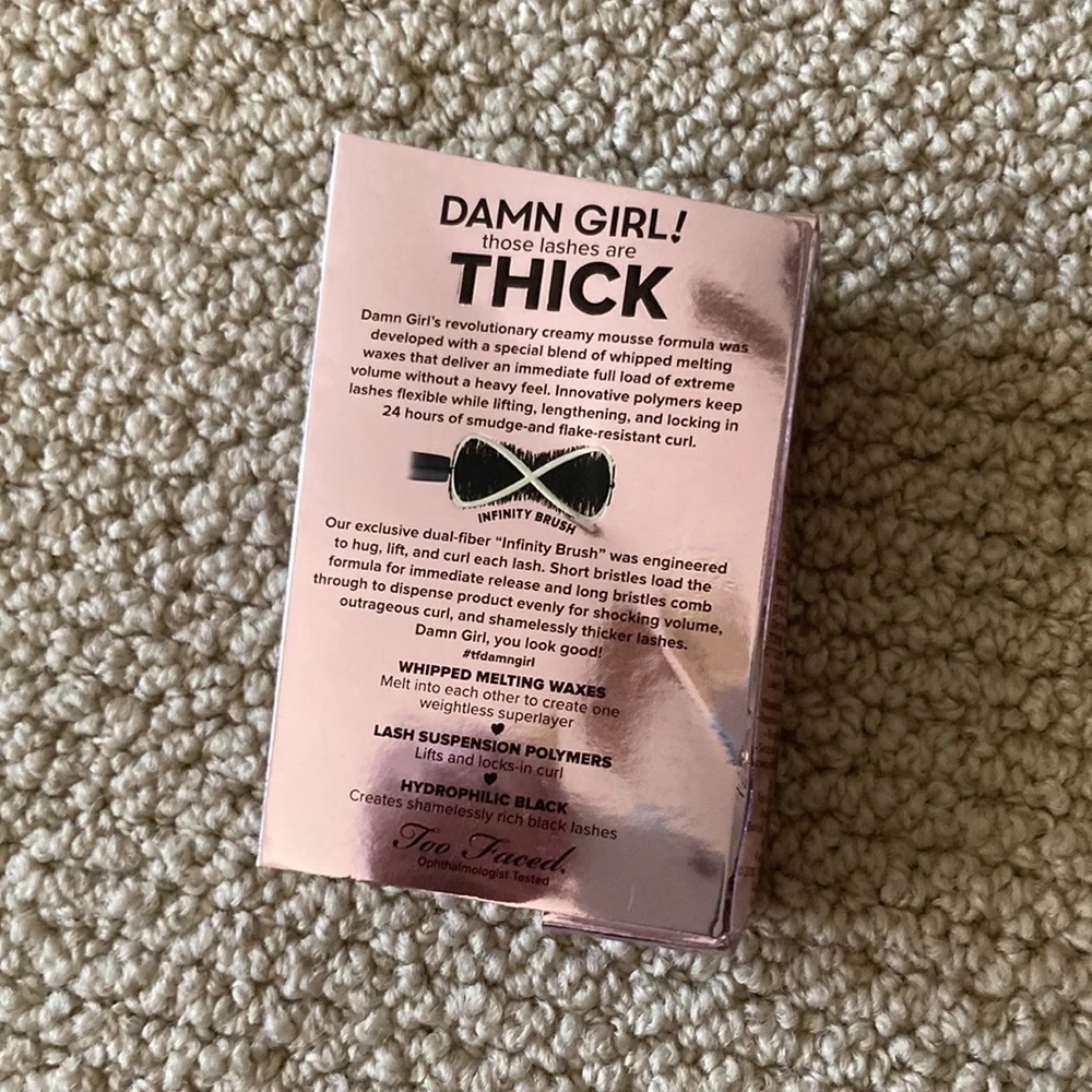 NEW Too Faced Damn Girl! 24 Hour Mascara Volume Thick Black Travel Size NIB